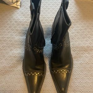 Black studded mid calf boots